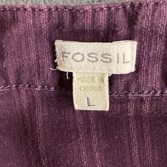 Vintage Fossil Dress Boho Romantic Cottage Womens L Purple Short Sleeve Lined - Picture 12 of 13